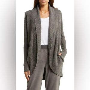 Barefoot Dreams CozyChic Lite Circle Cardigan Sweater Gray Mineral